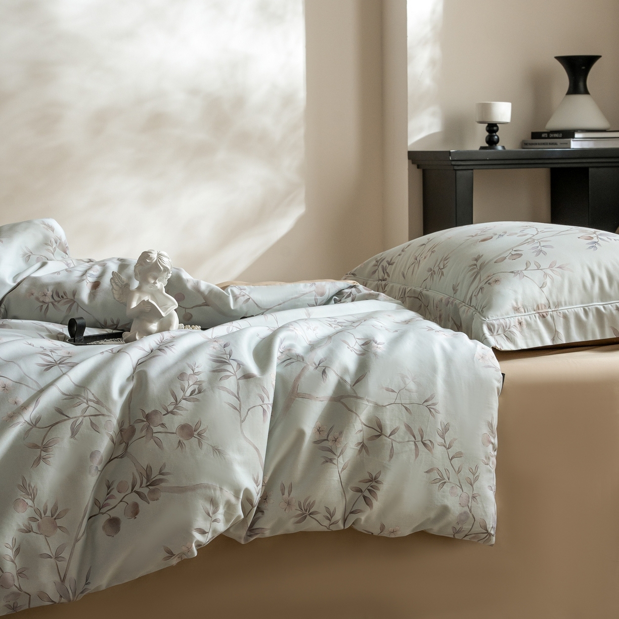 91家纺网 家纺一手货源 找家纺 莱豫家纺 2026新款长绒棉纯棉阿克苏数码印花四件套 叙枝有夏