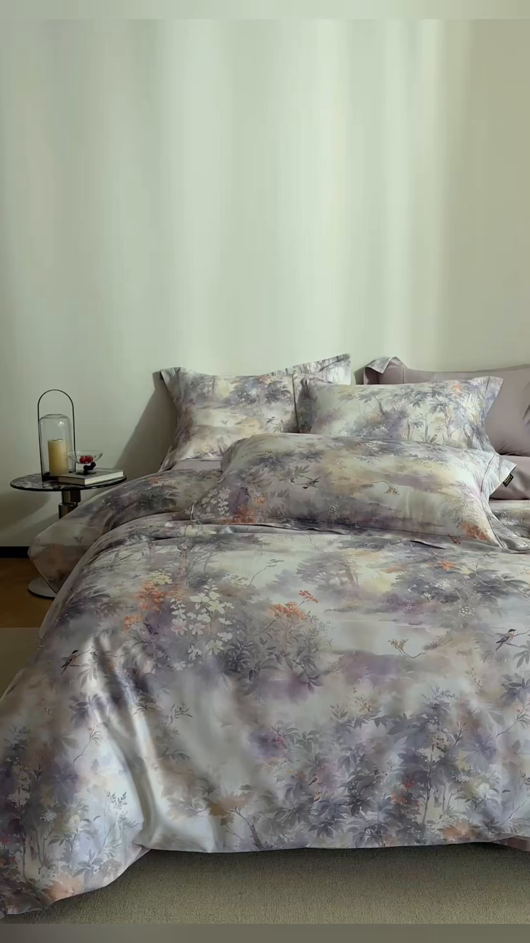 91家纺网 家纺一手货源 找家纺 莱豫家纺 2026新款长绒棉纯棉阿克苏数码印花四件套 叙枝有夏