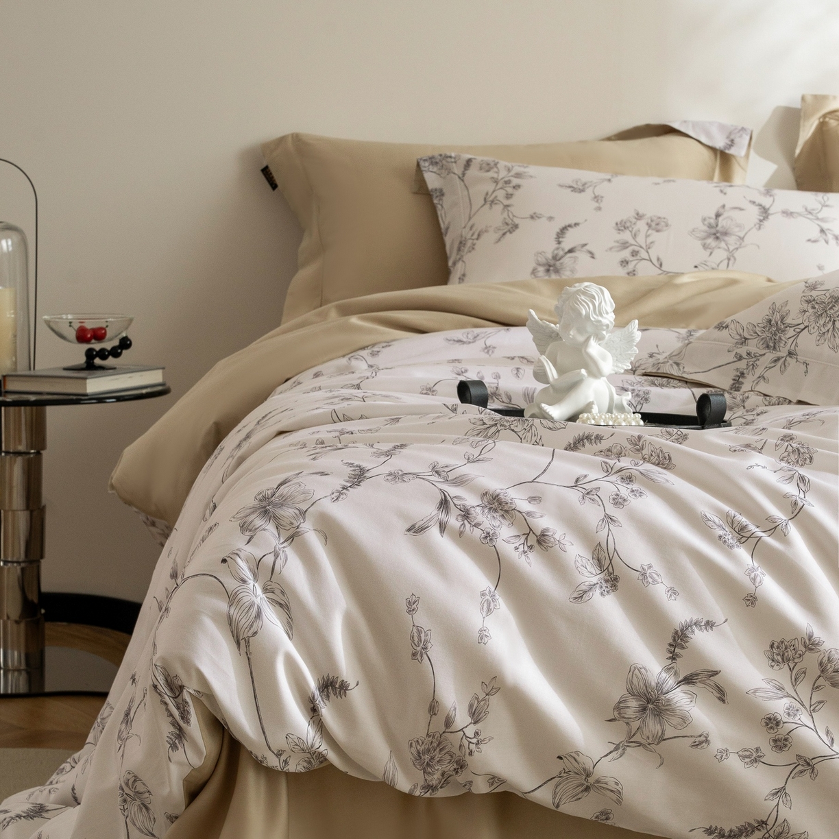 91家纺网 家纺一手货源 找家纺 莱豫家纺 2026新款长绒棉纯棉阿克苏数码印花四件套 悠桠米