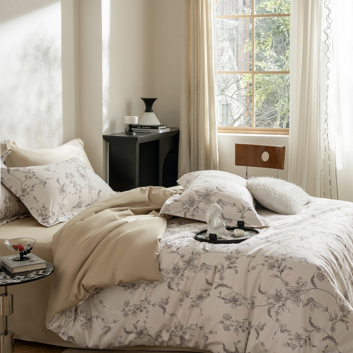 91家纺网 家纺一手货源 找家纺 莱豫家纺 2026新款长绒棉纯棉阿克苏数码印花四件套 悠桠米