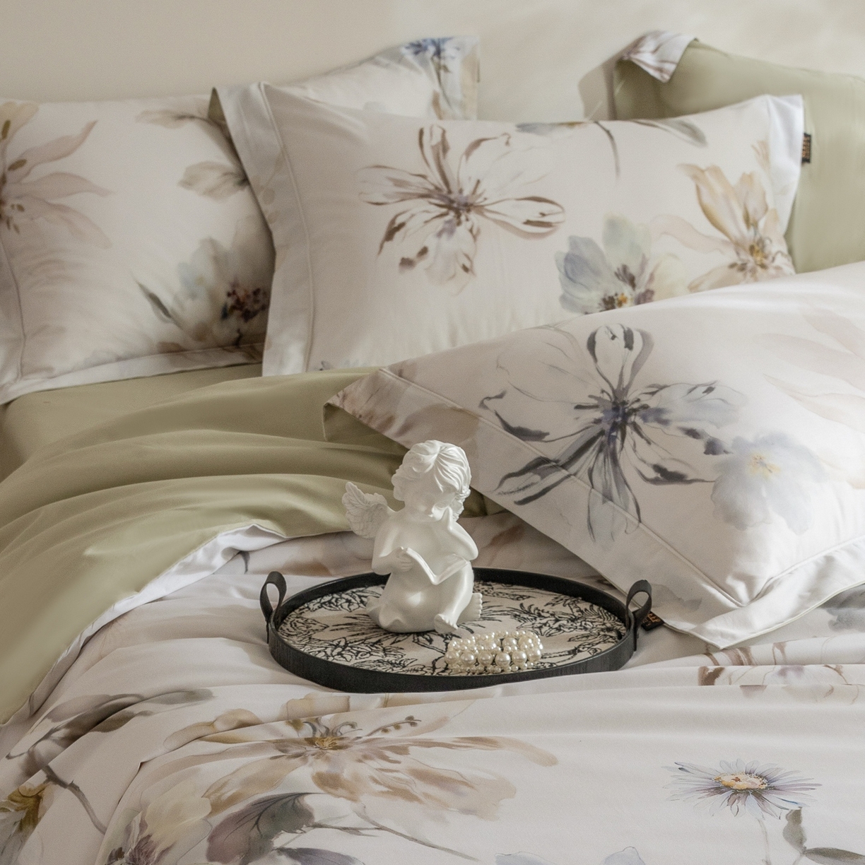 91家纺网 家纺一手货源 找家纺 莱豫家纺 2026新款长绒棉纯棉阿克苏数码印花四件套 雨后清风