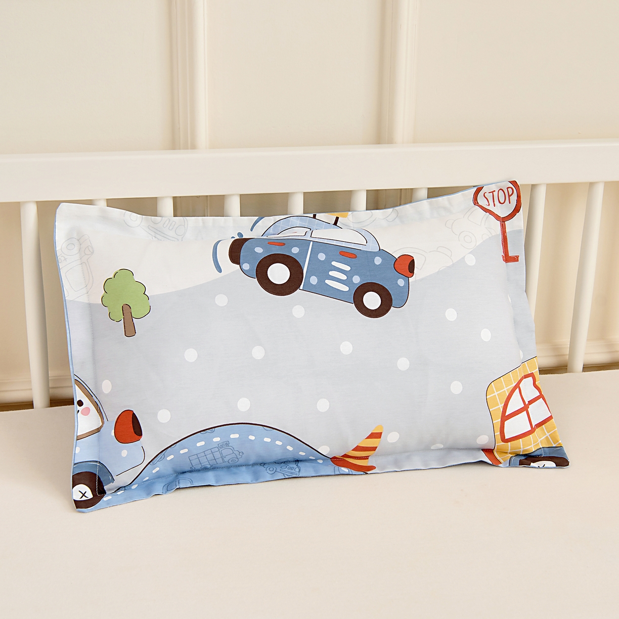 91家纺网 家纺一手货源 找家纺 芭伯妮2025AB版全棉幼儿园三件套儿童被子套件六件套 车车环游记