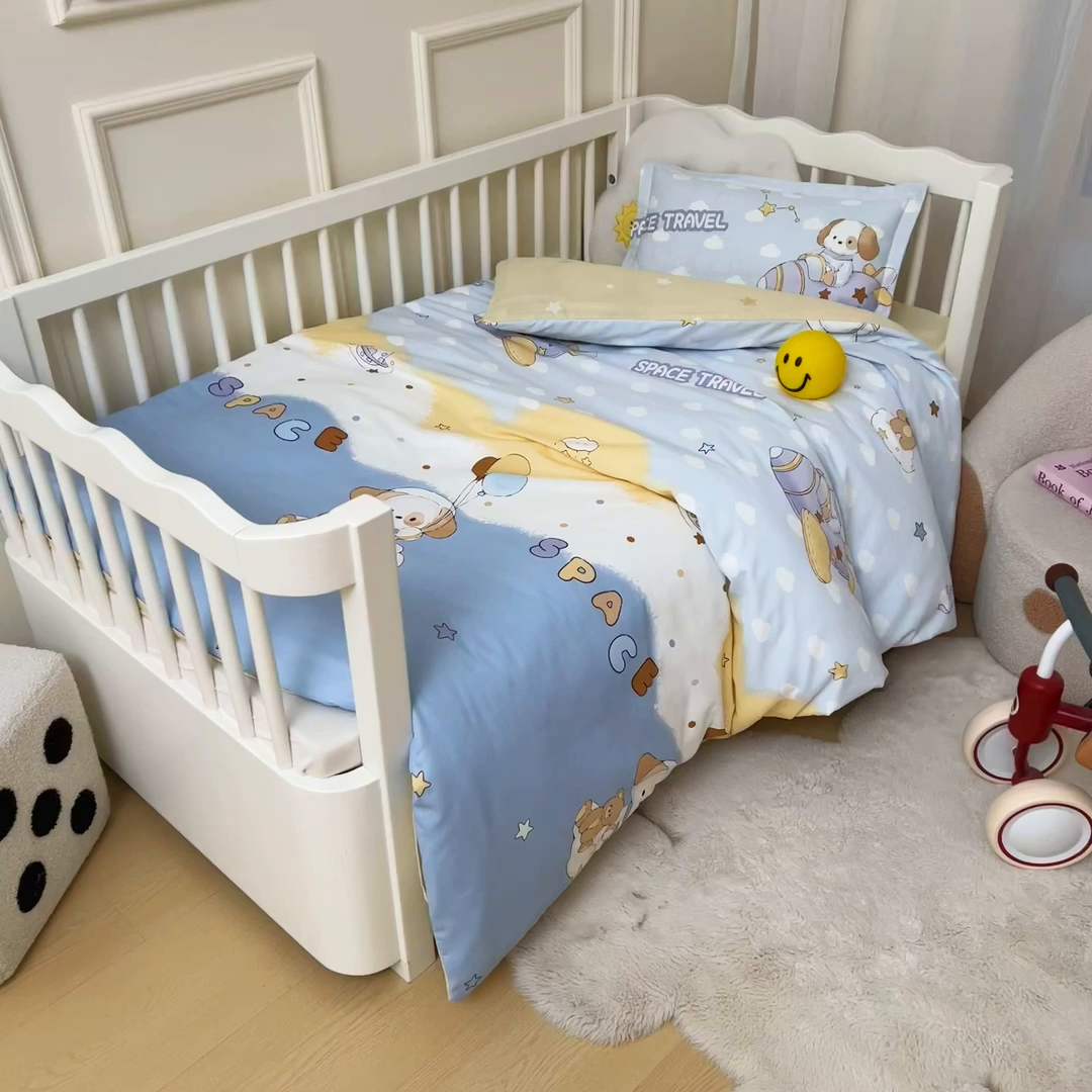 91家纺网 家纺一手货源 找家纺 芭伯妮 2026新款全棉AB版幼儿园三件套宝宝午睡被子六件套儿童被套多件套（第一批） 汪汪宇航记