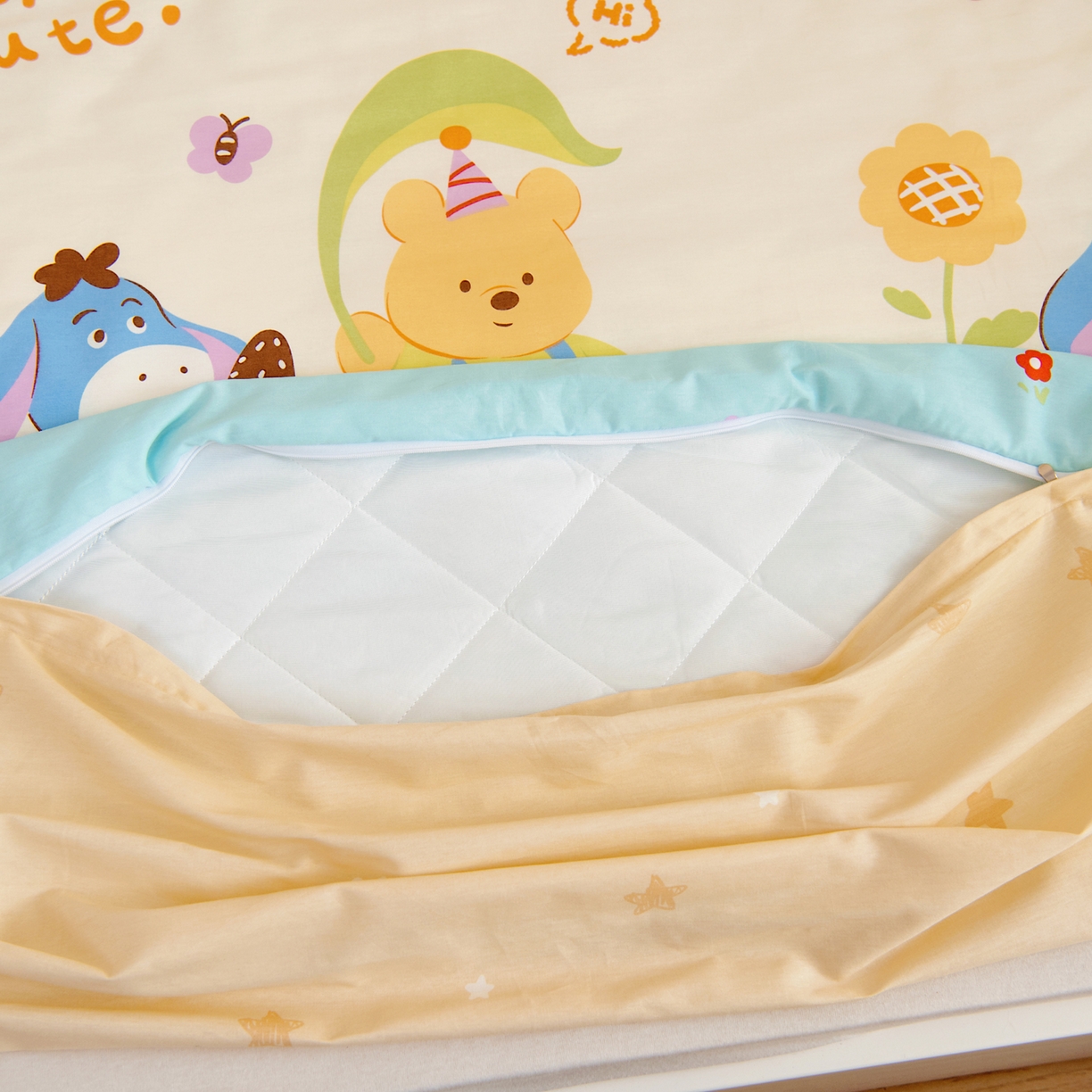 91家纺网 家纺一手货源 找家纺 芭伯妮 2026新款全棉AB版幼儿园三件套宝宝午睡被子六件套儿童被套多件套（第一批） 蜜糖晴天