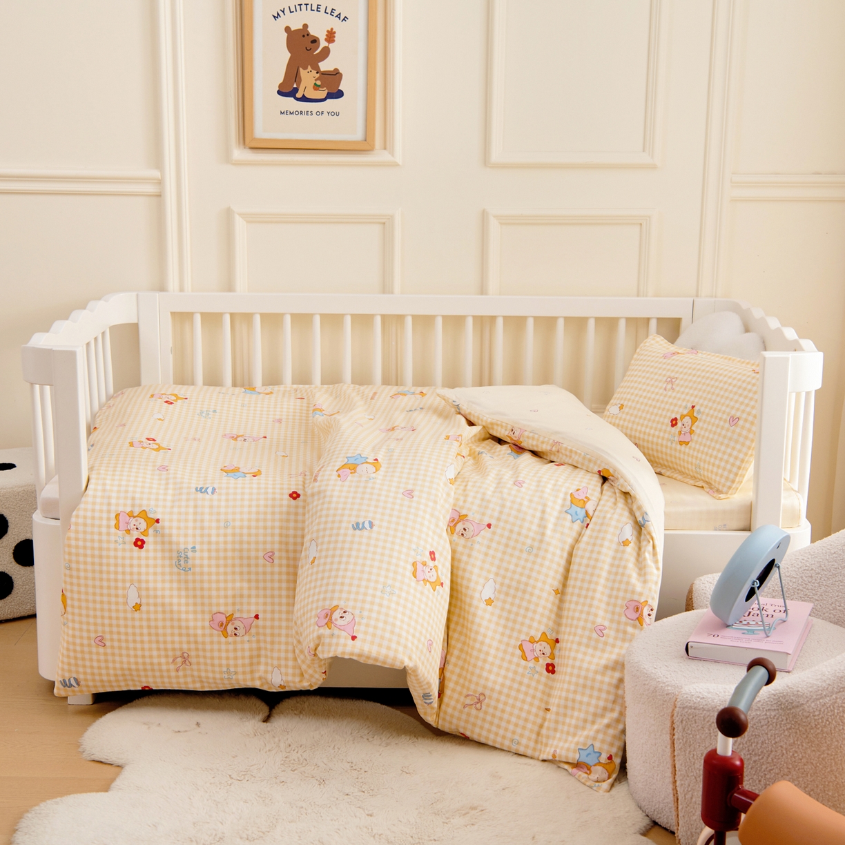 91家纺网 家纺一手货源 找家纺 芭伯妮 2026新款全棉AB版幼儿园三件套宝宝午睡被子六件套儿童被套多件套（第一批） 甜蜜小精灵