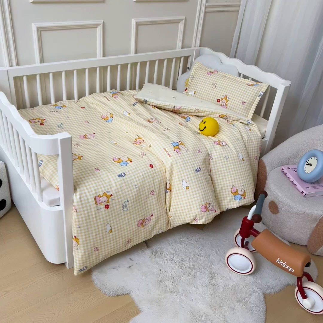 91家纺网 家纺一手货源 找家纺 芭伯妮 2026新款全棉AB版幼儿园三件套宝宝午睡被子六件套儿童被套多件套（第一批） 甜蜜小精灵