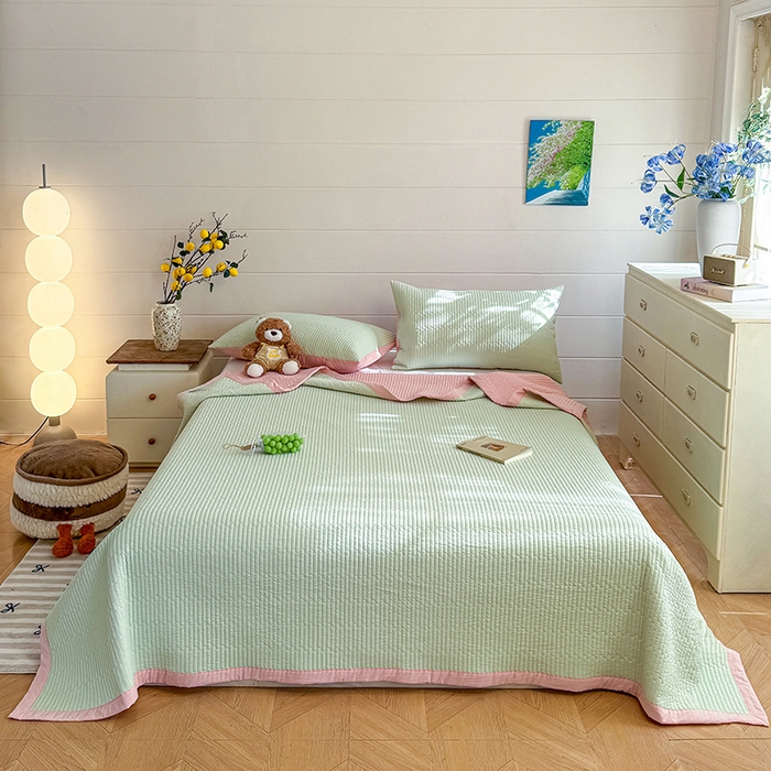 91家纺网 家纺一手货源 找家纺 （总）木楌家居 2026新款全棉皱皱纱儿童款夏被床盖四件套