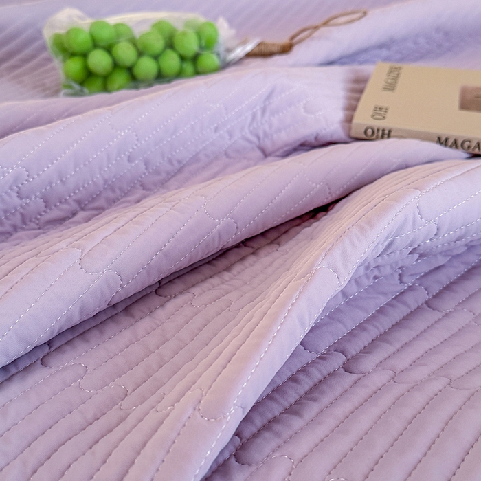 91家纺网 家纺一手货源 找家纺 木楌家居 2026新款锦氨凉感床盖三件套 星萝紫