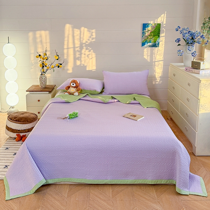 木楌家居 2026新款锦氨凉感床盖三件套 星萝紫