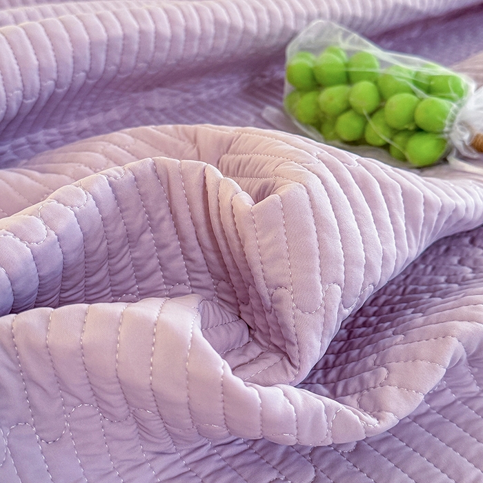 91家纺网 家纺一手货源 找家纺 木楌家居 2026新款锦氨凉感床盖三件套 星萝紫