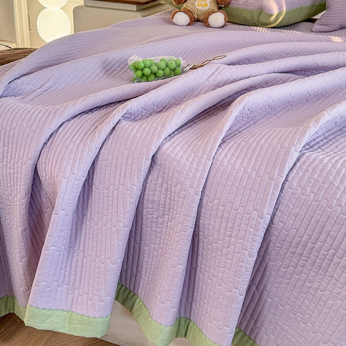 91家纺网 家纺一手货源 找家纺 木楌家居 2026新款锦氨凉感床盖三件套 星萝紫