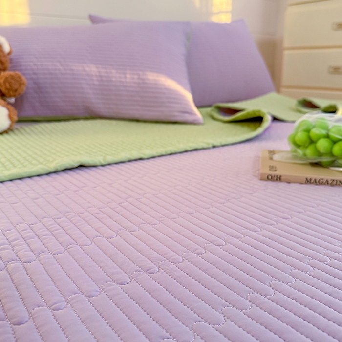 91家纺网 家纺一手货源 找家纺 木楌家居 2026新款锦氨凉感床盖三件套 星萝紫