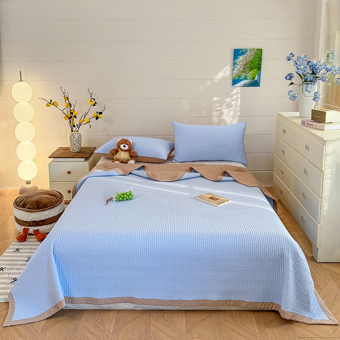 木楌家居 2026新款锦氨凉感床盖三件套 汐风蓝
