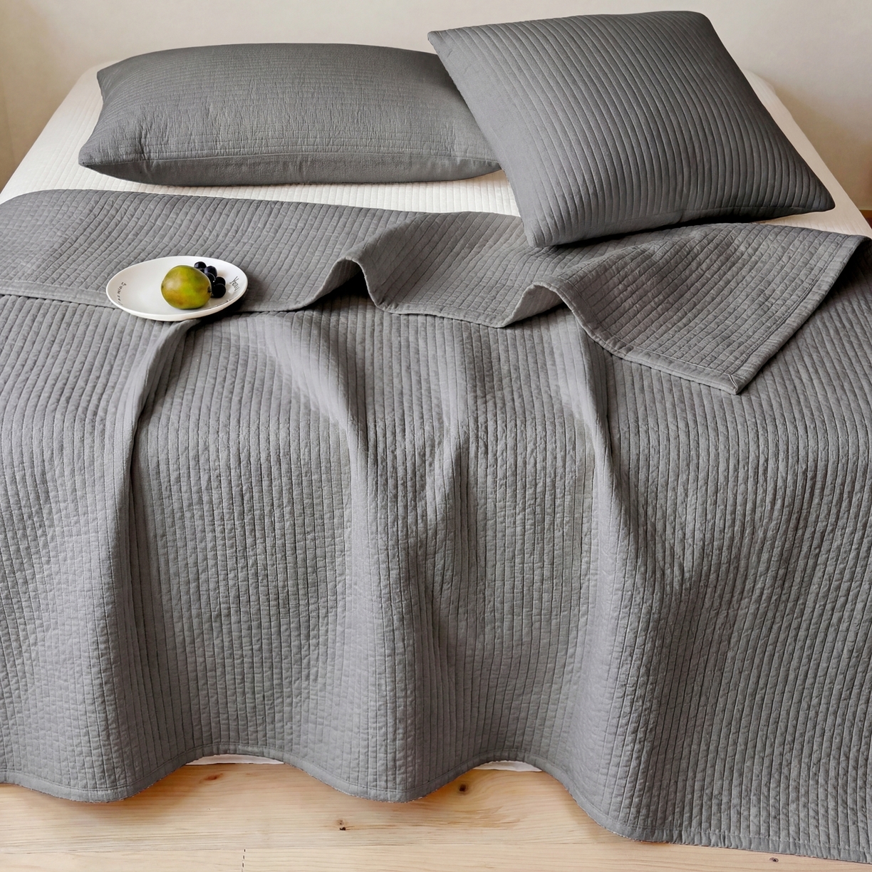 91家纺网 家纺一手货源 找家纺 （总）上喜 2026春夏新款全棉纯棉直角边简约韩系砂洗床盖三件套