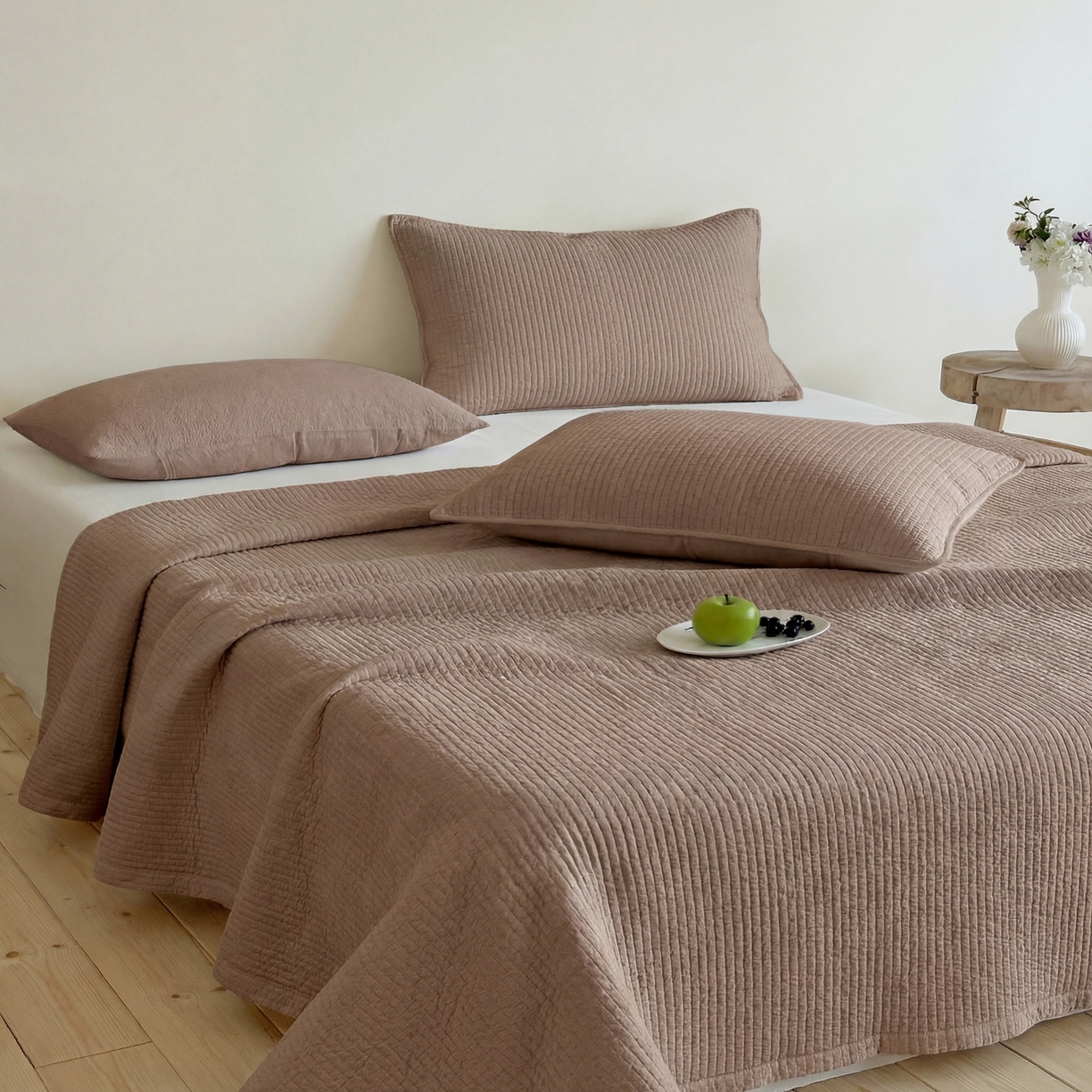 91家纺网 家纺一手货源 找家纺 （总）上喜 2026春夏新款全棉纯棉直角边简约韩系砂洗床盖三件套