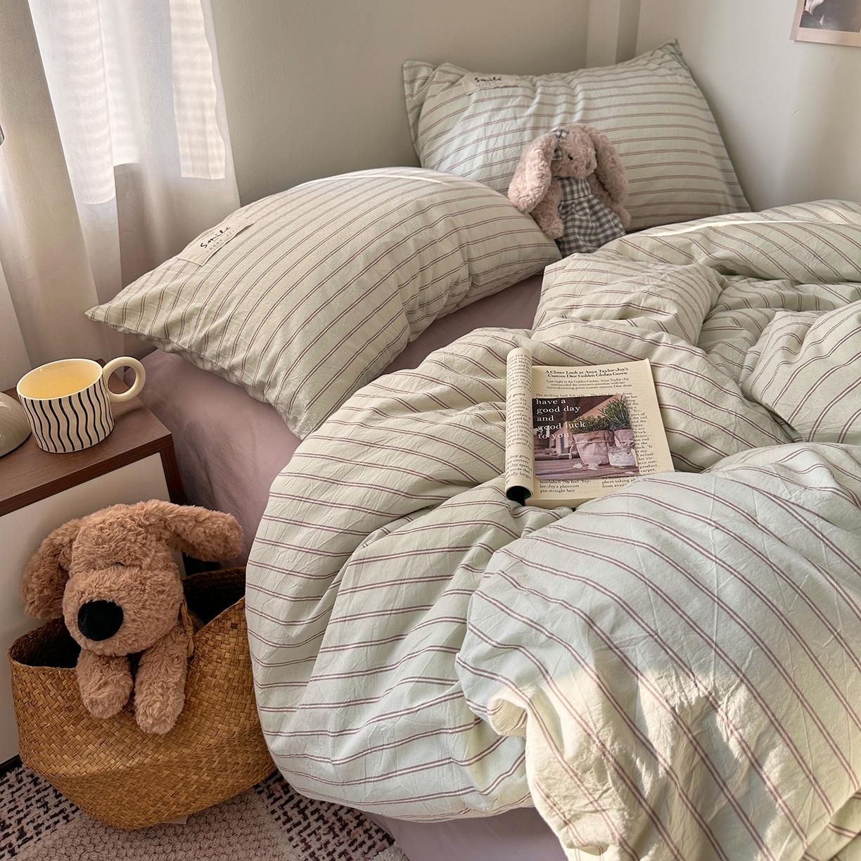 91家纺网 家纺一手货源 找家纺 （总）艾咪-Amy ntmy 2026春夏新款布标款全棉纯棉色织水洗棉四件套-告白