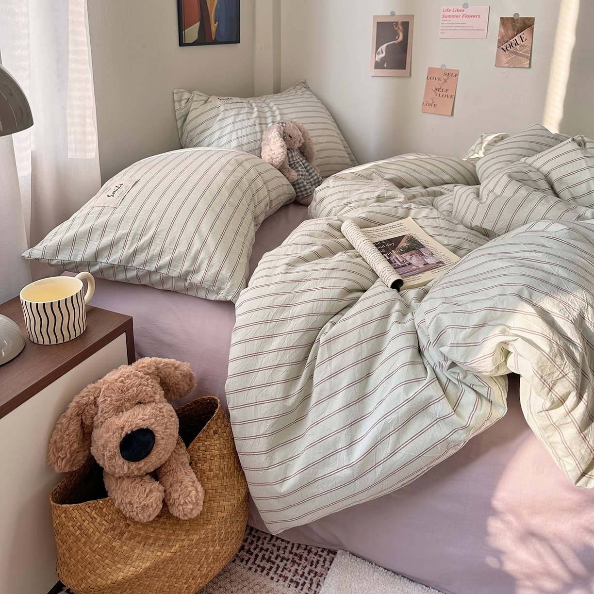 91家纺网 家纺一手货源 找家纺 （总）艾咪-Amy ntmy 2026春夏新款布标款全棉纯棉色织水洗棉四件套-告白