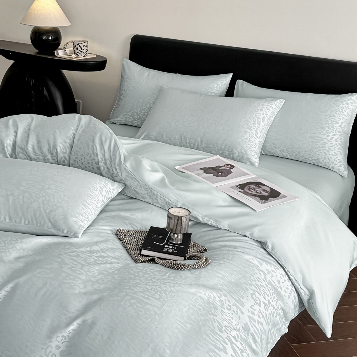 91家纺网 家纺一手货源 找家纺 莱登卡奴 2026新款A类50S天丝棉色织提花系列四件套 波斯蜜语-蓝