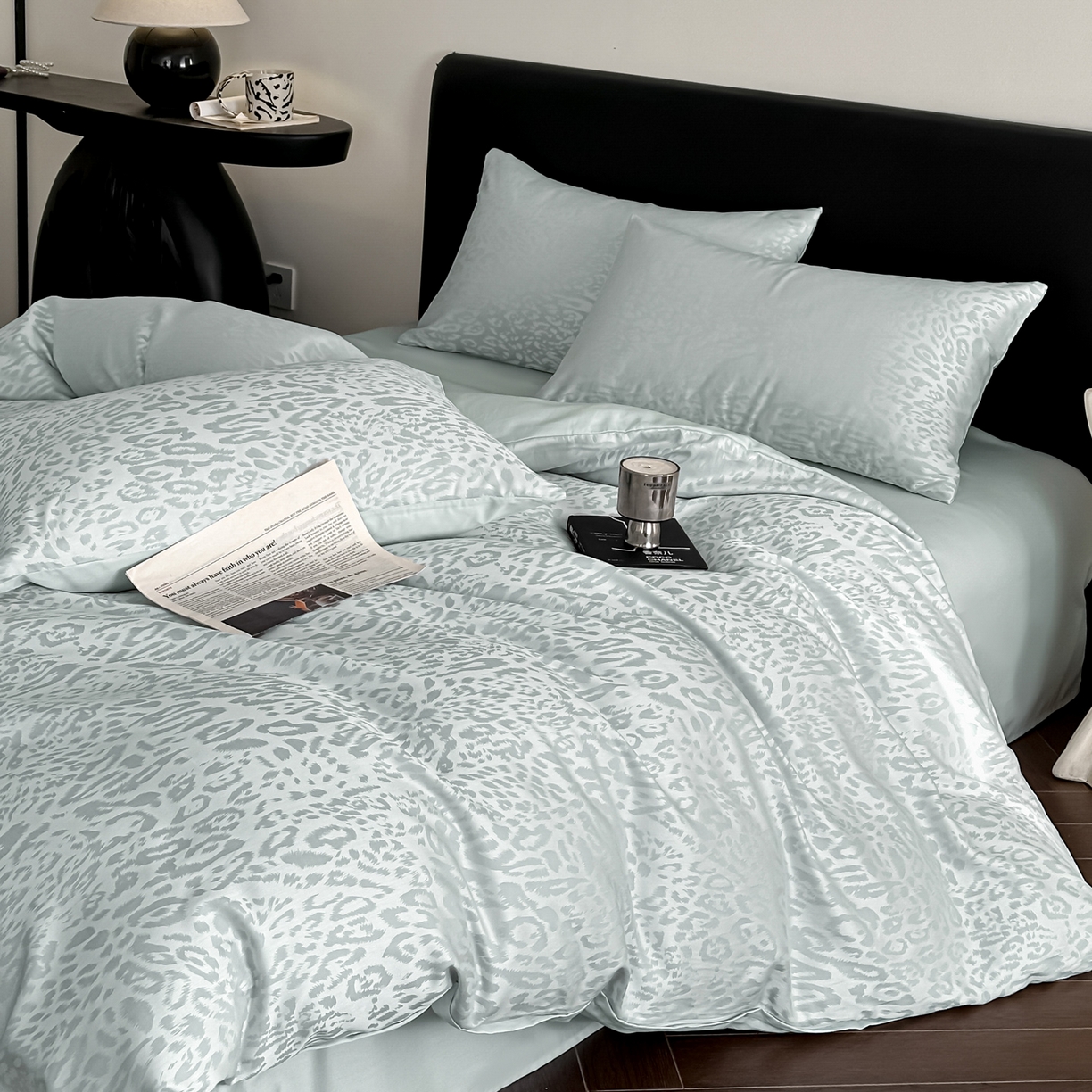 91家纺网 家纺一手货源 找家纺 莱登卡奴 2026新款A类50S天丝棉色织提花系列四件套 波斯蜜语-蓝