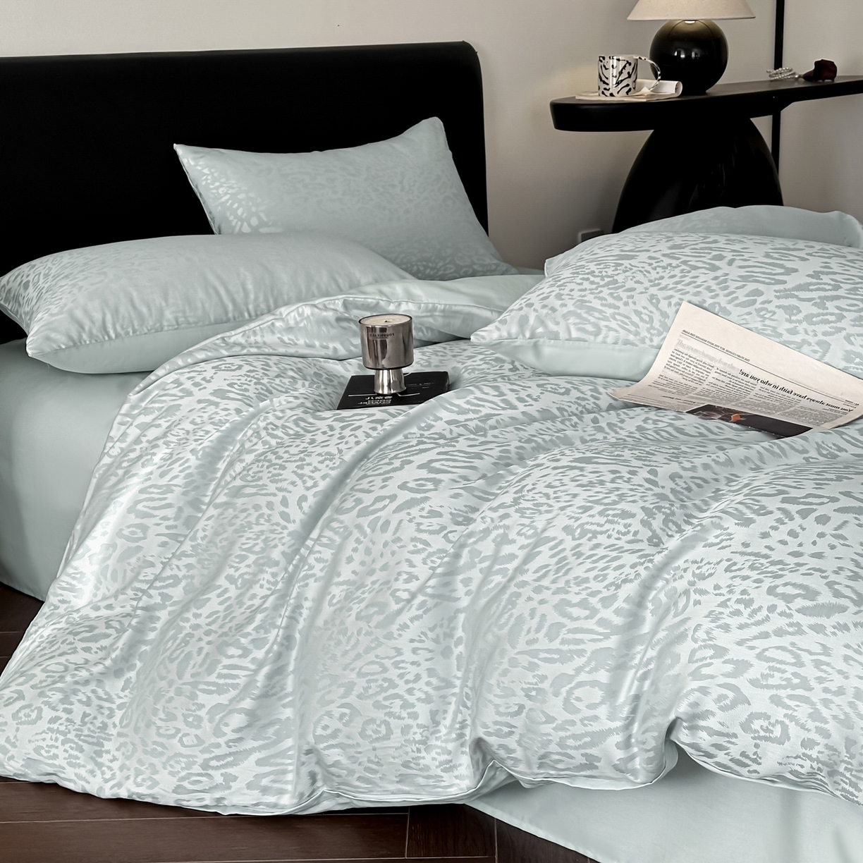 91家纺网 家纺一手货源 找家纺 莱登卡奴 2026新款A类50S天丝棉色织提花系列四件套 波斯蜜语-蓝