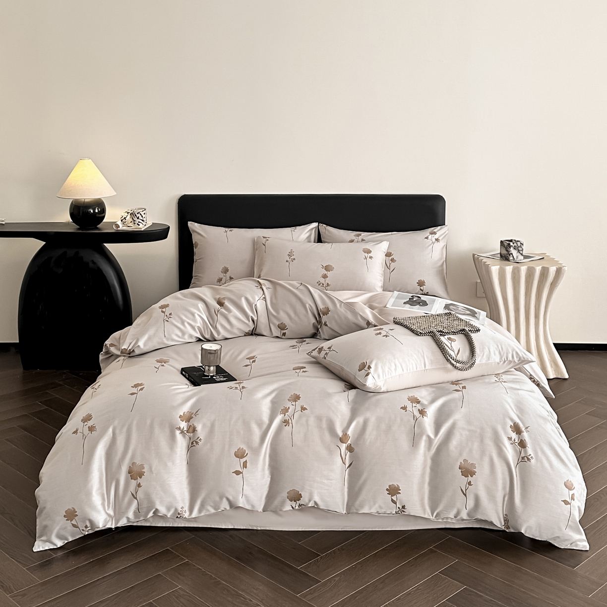 91家纺网 家纺一手货源 找家纺 莱登卡奴 2026新款A类50S天丝棉色织提花系列四件套 澄静之美-可可糖