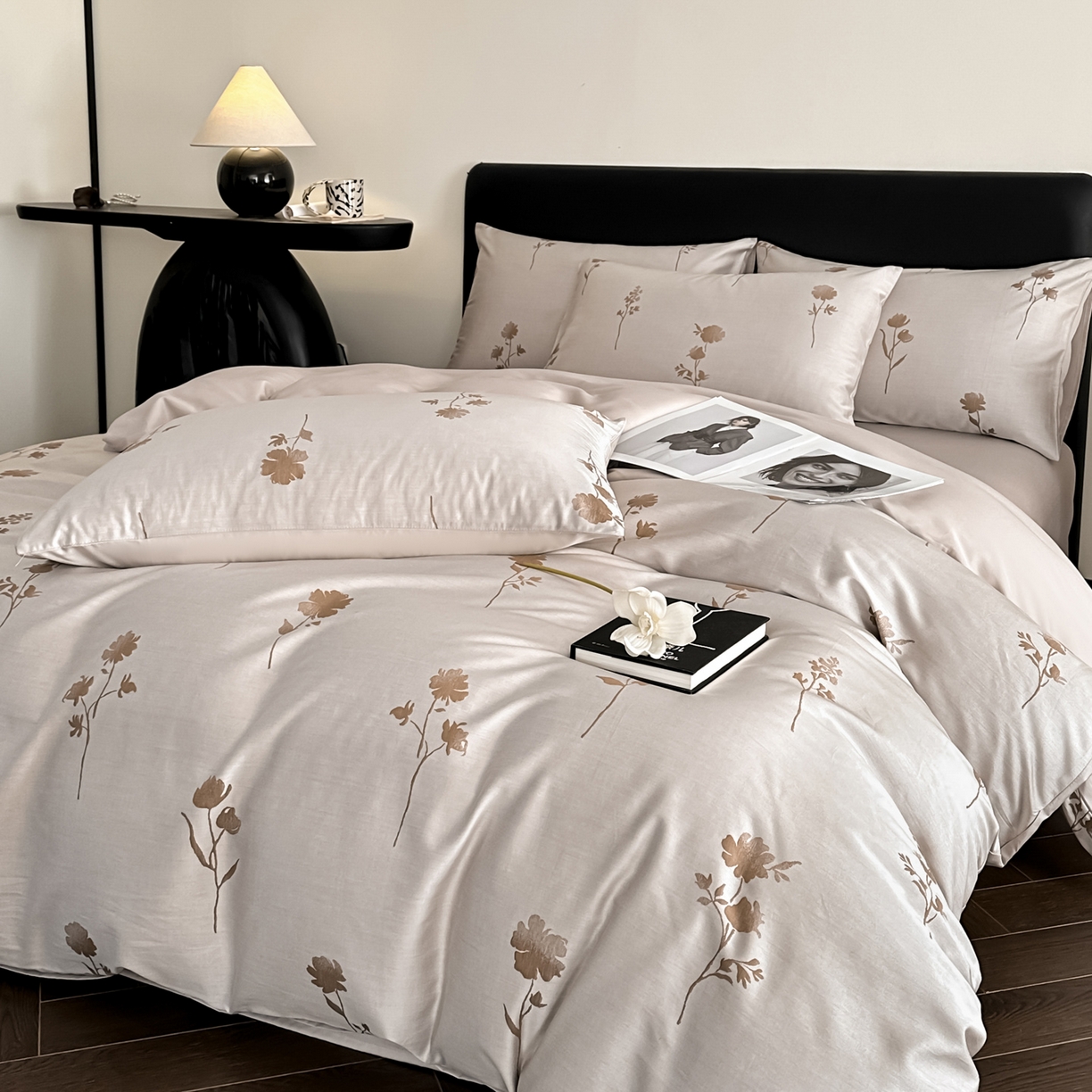 91家纺网 家纺一手货源 找家纺 莱登卡奴 2026新款A类50S天丝棉色织提花系列四件套 澄静之美-可可糖