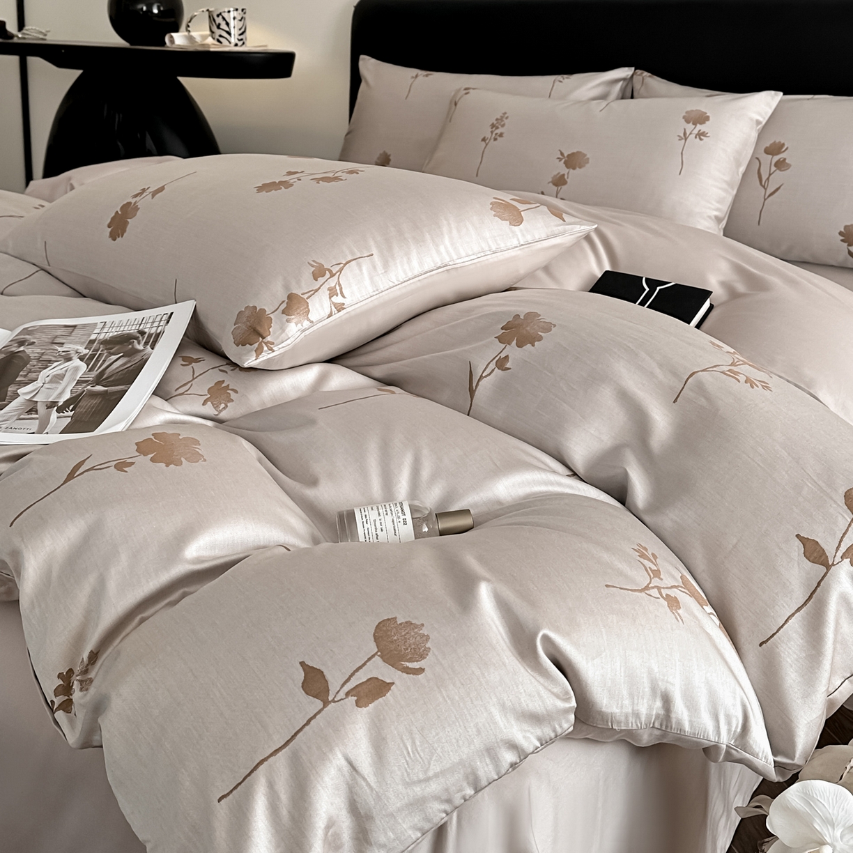 91家纺网 家纺一手货源 找家纺 莱登卡奴 2026新款A类50S天丝棉色织提花系列四件套 澄静之美-可可糖