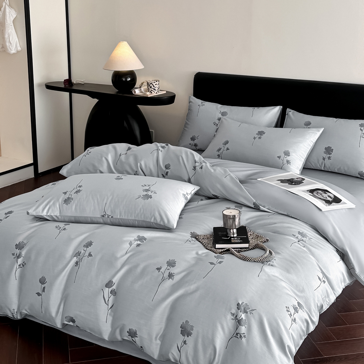 91家纺网 家纺一手货源 找家纺 莱登卡奴 2026新款A类50S天丝棉色织提花系列四件套 澄静之美-蓝