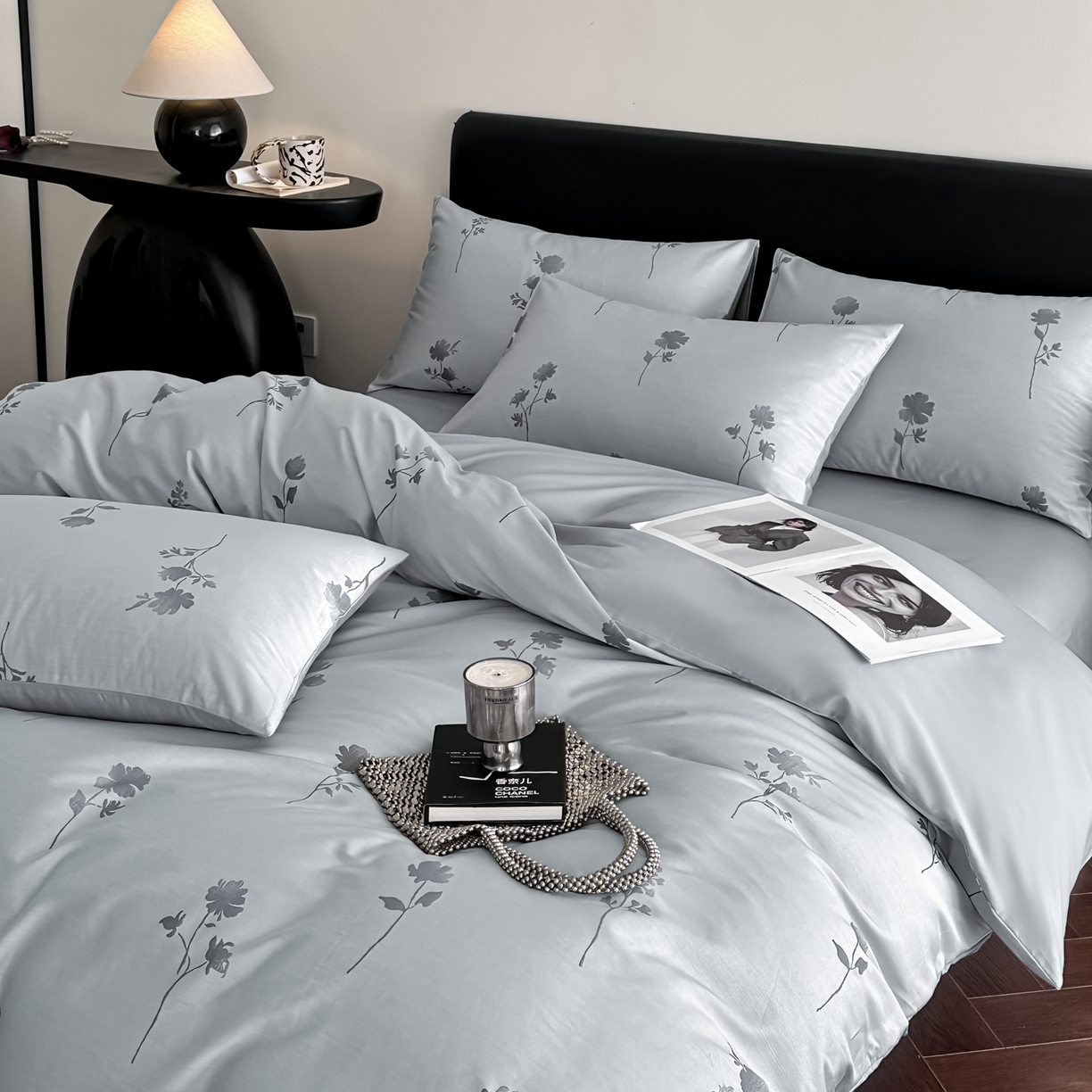 91家纺网 家纺一手货源 找家纺 莱登卡奴 2026新款A类50S天丝棉色织提花系列四件套 澄静之美-蓝