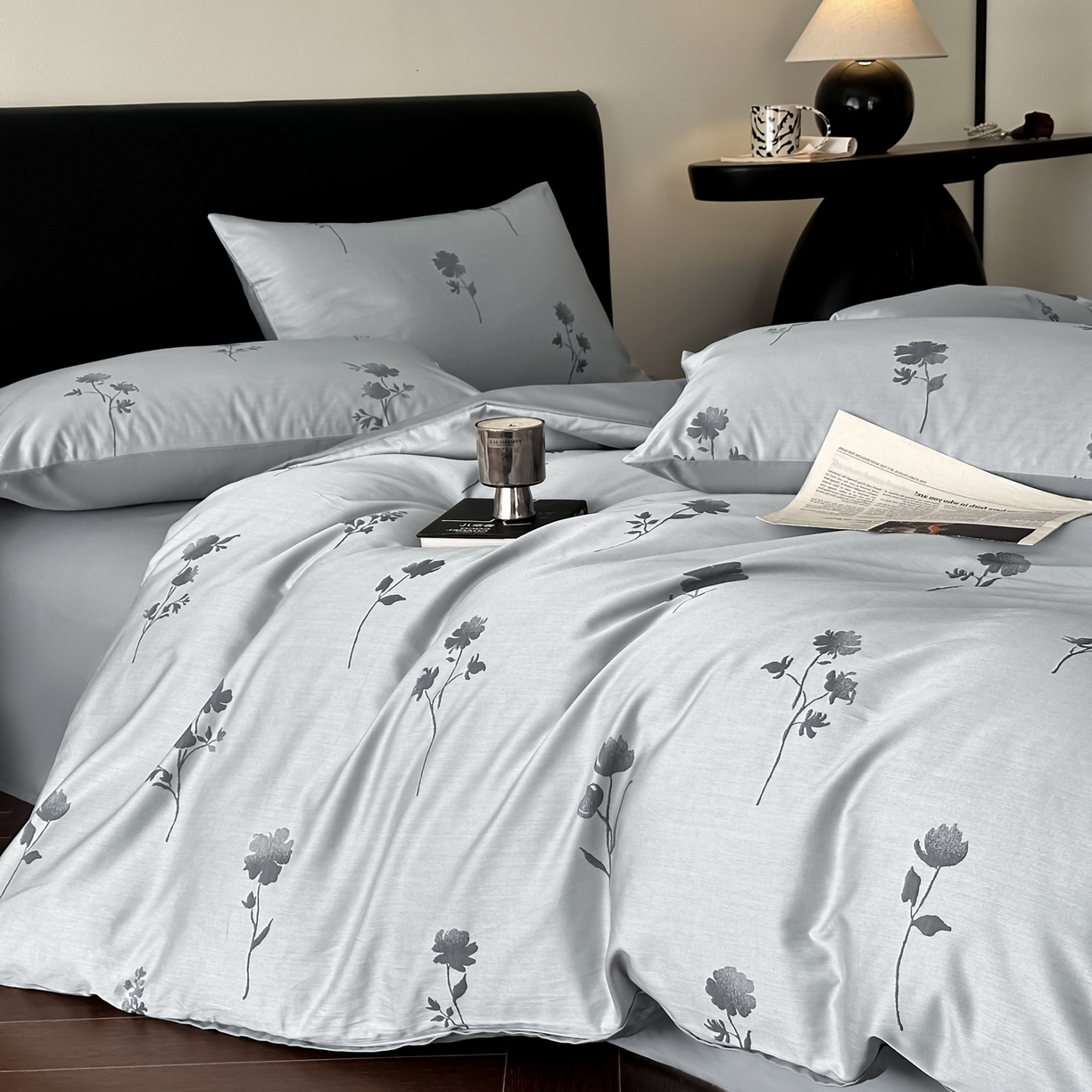 91家纺网 家纺一手货源 找家纺 莱登卡奴 2026新款A类50S天丝棉色织提花系列四件套 澄静之美-蓝