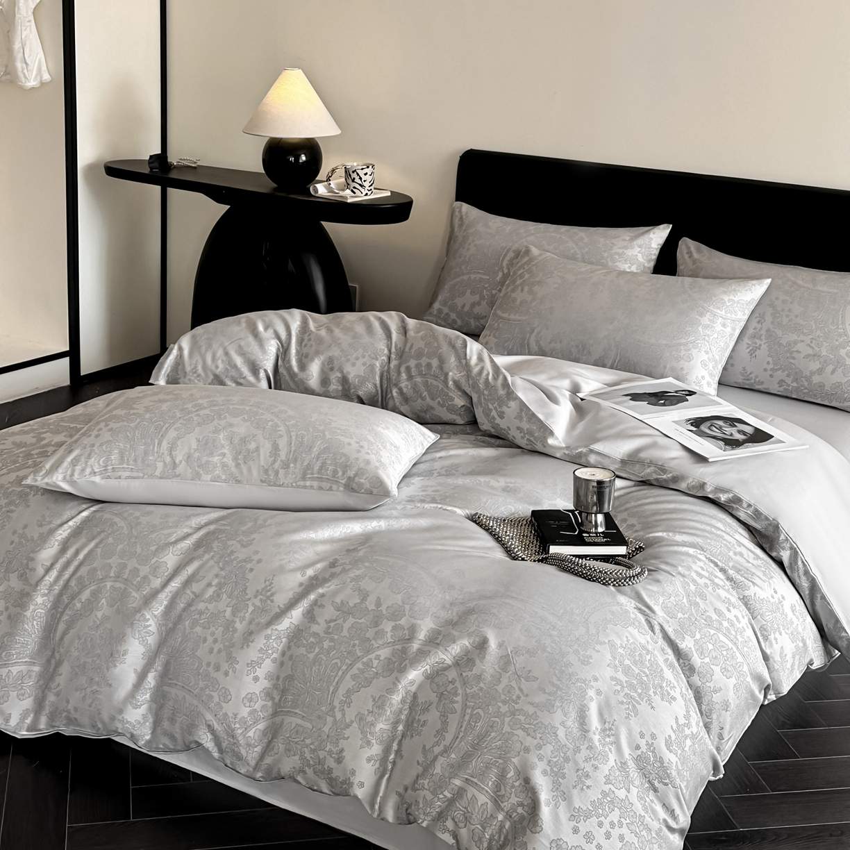 91家纺网 家纺一手货源 找家纺 莱登卡奴 2026新款A类50S天丝棉色织提花系列四件套 德萨利