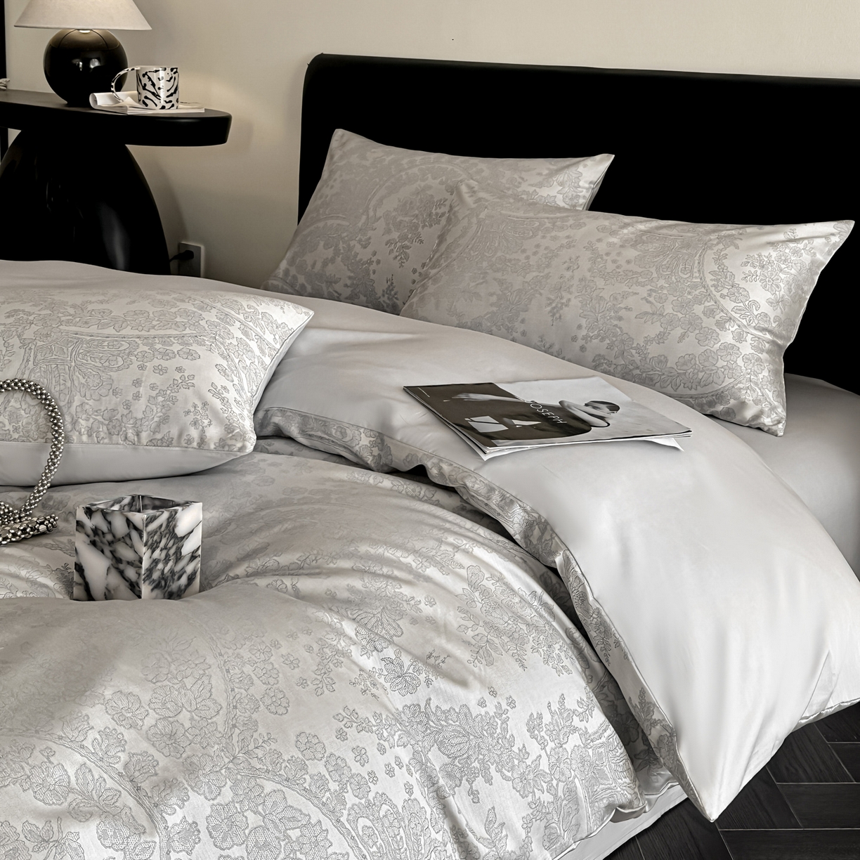 91家纺网 家纺一手货源 找家纺 莱登卡奴 2026新款A类50S天丝棉色织提花系列四件套 德萨利