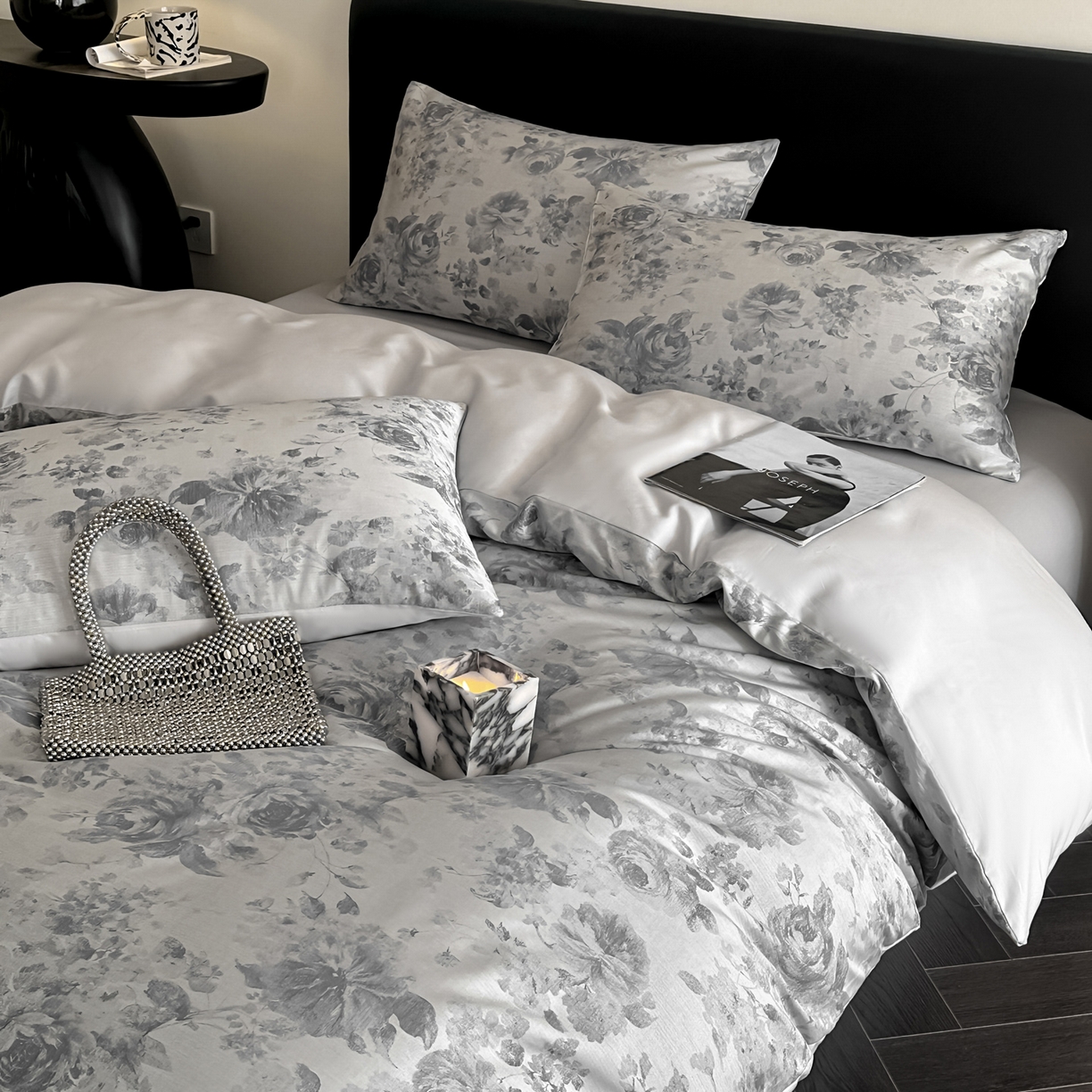 91家纺网 家纺一手货源 找家纺 莱登卡奴 2026新款A类50S天丝棉色织提花系列四件套 繁花玉露