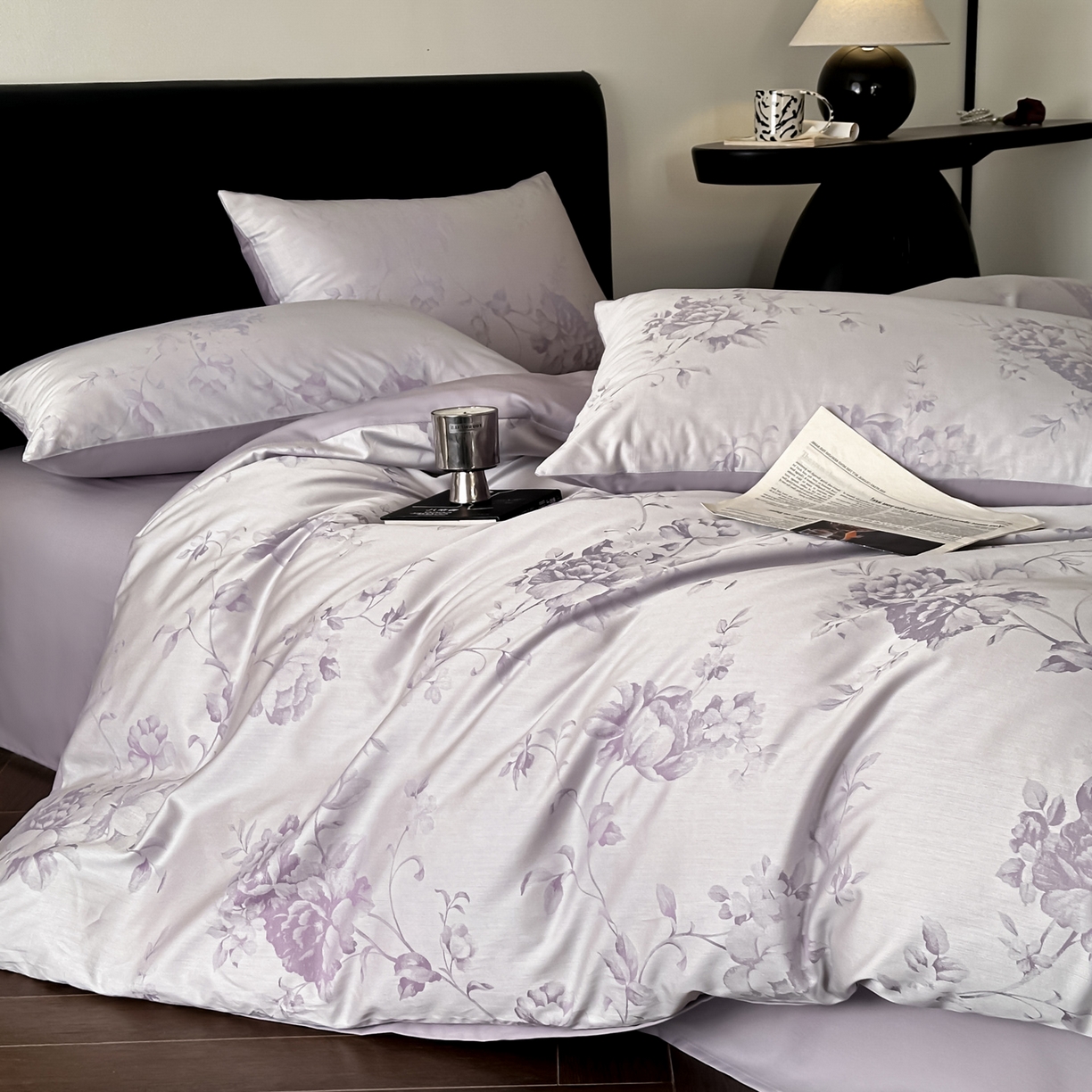 91家纺网 家纺一手货源 找家纺 莱登卡奴 2026新款A类50S天丝棉色织提花系列四件套 花艺云间