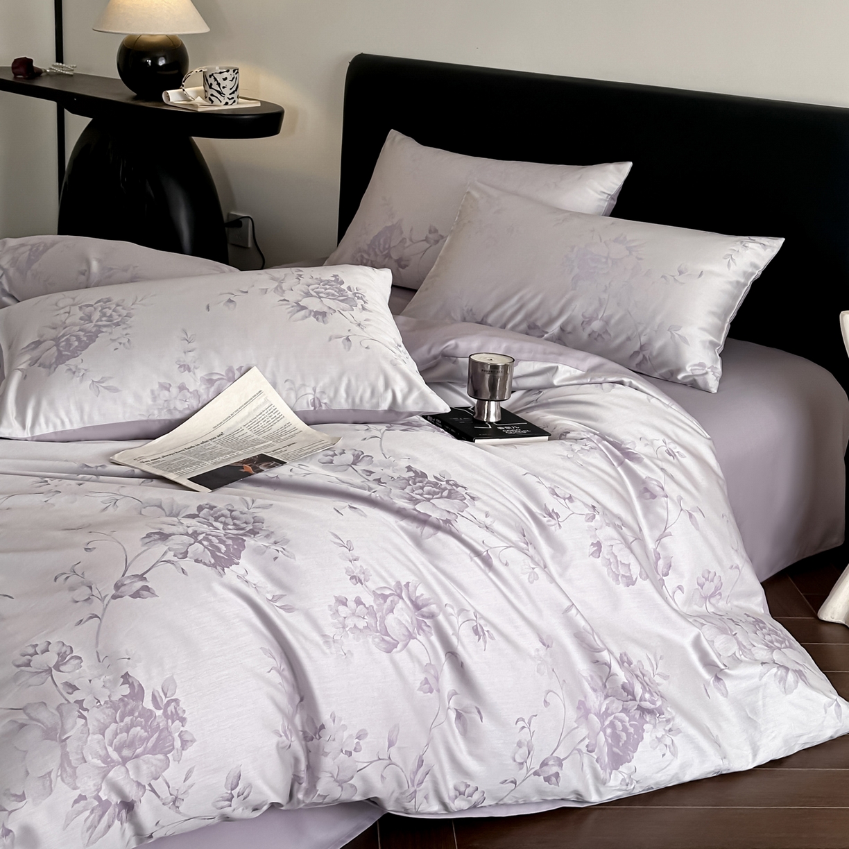 91家纺网 家纺一手货源 找家纺 莱登卡奴 2026新款A类50S天丝棉色织提花系列四件套 花艺云间