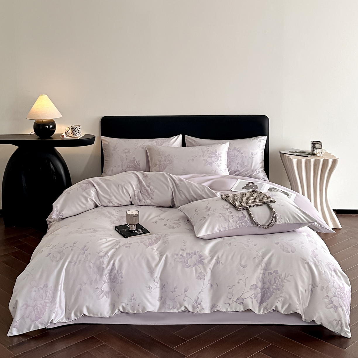 91家纺网 家纺一手货源 找家纺 莱登卡奴 2026新款A类50S天丝棉色织提花系列四件套 花艺云间