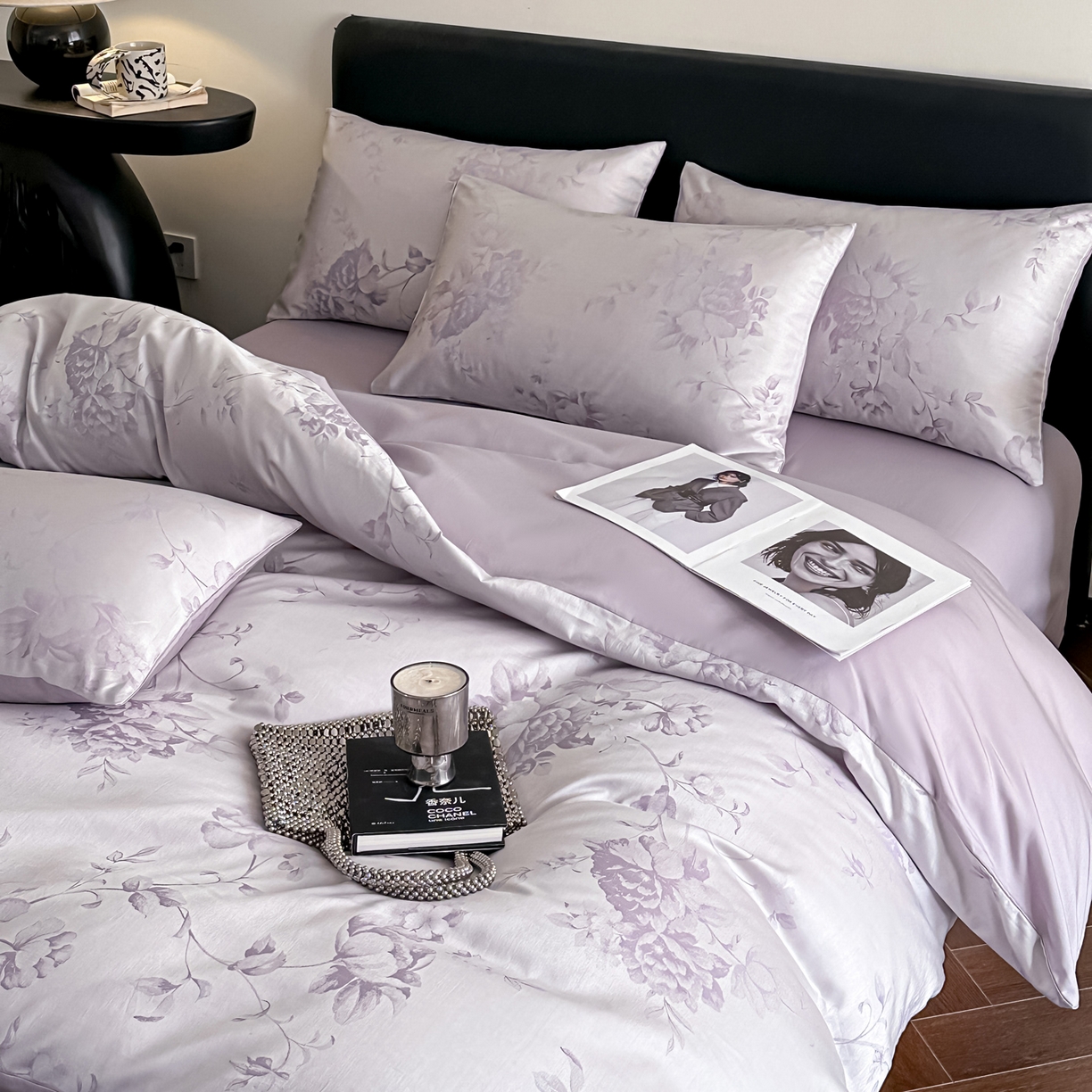 91家纺网 家纺一手货源 找家纺 莱登卡奴 2026新款A类50S天丝棉色织提花系列四件套 花艺云间