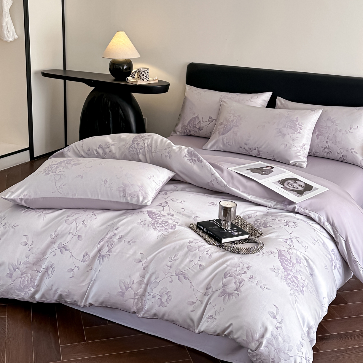 91家纺网 家纺一手货源 找家纺 莱登卡奴 2026新款A类50S天丝棉色织提花系列四件套 花艺云间