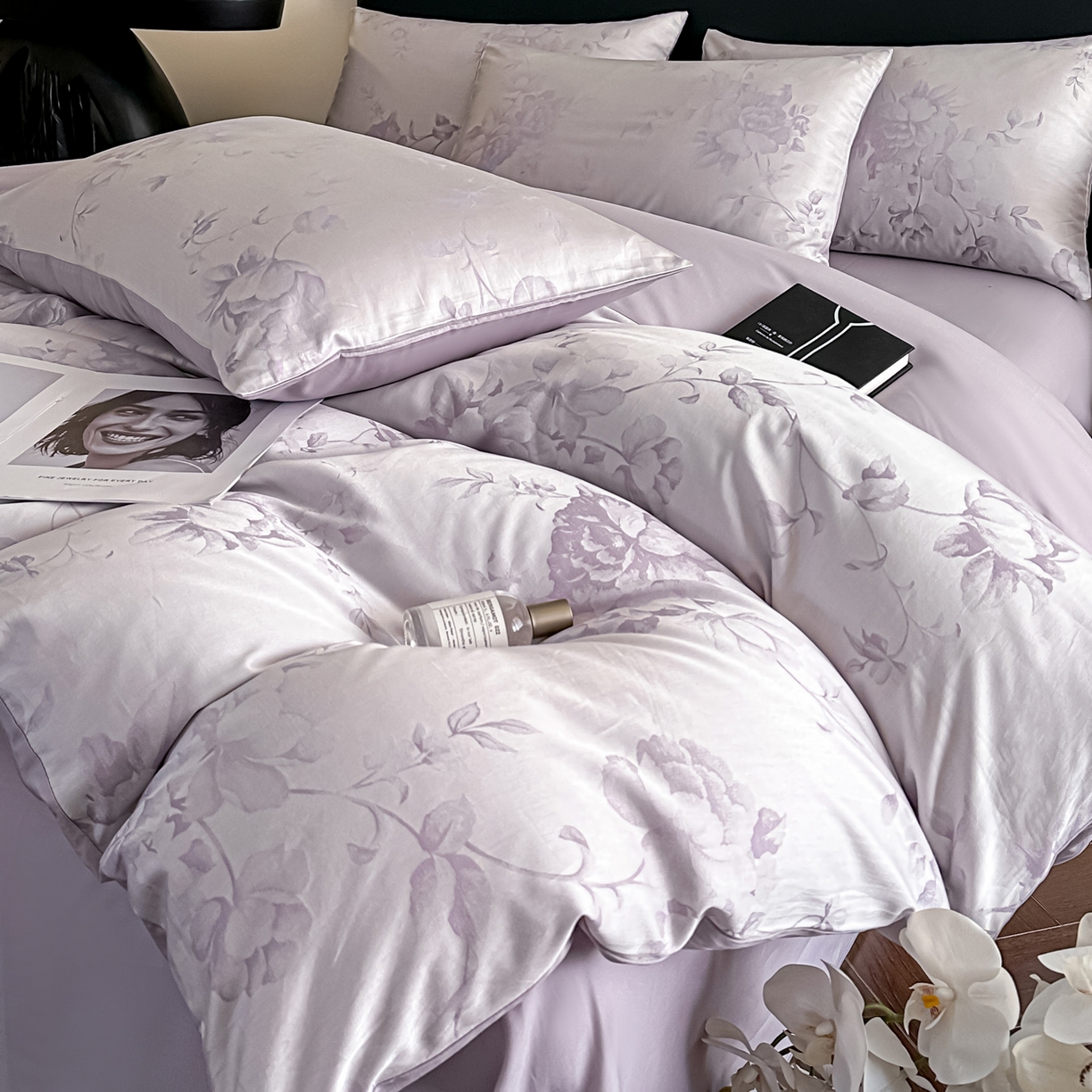 91家纺网 家纺一手货源 找家纺 莱登卡奴 2026新款A类50S天丝棉色织提花系列四件套 花艺云间