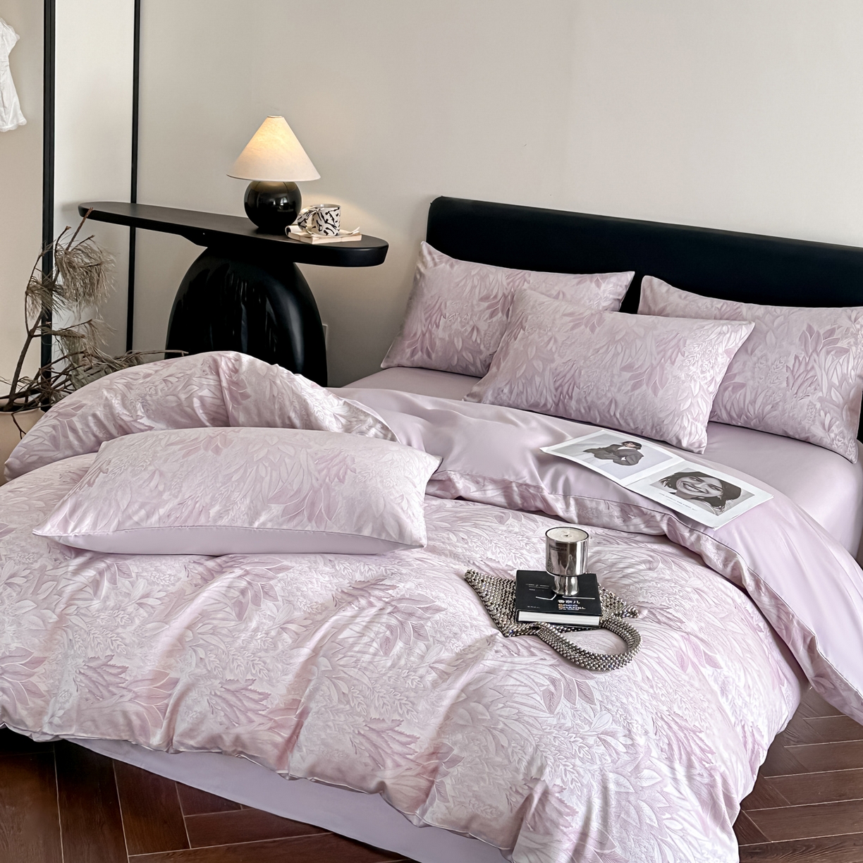 91家纺网 家纺一手货源 找家纺 莱登卡奴 2026新款A类50S天丝棉色织提花系列四件套 色织莫妮卡