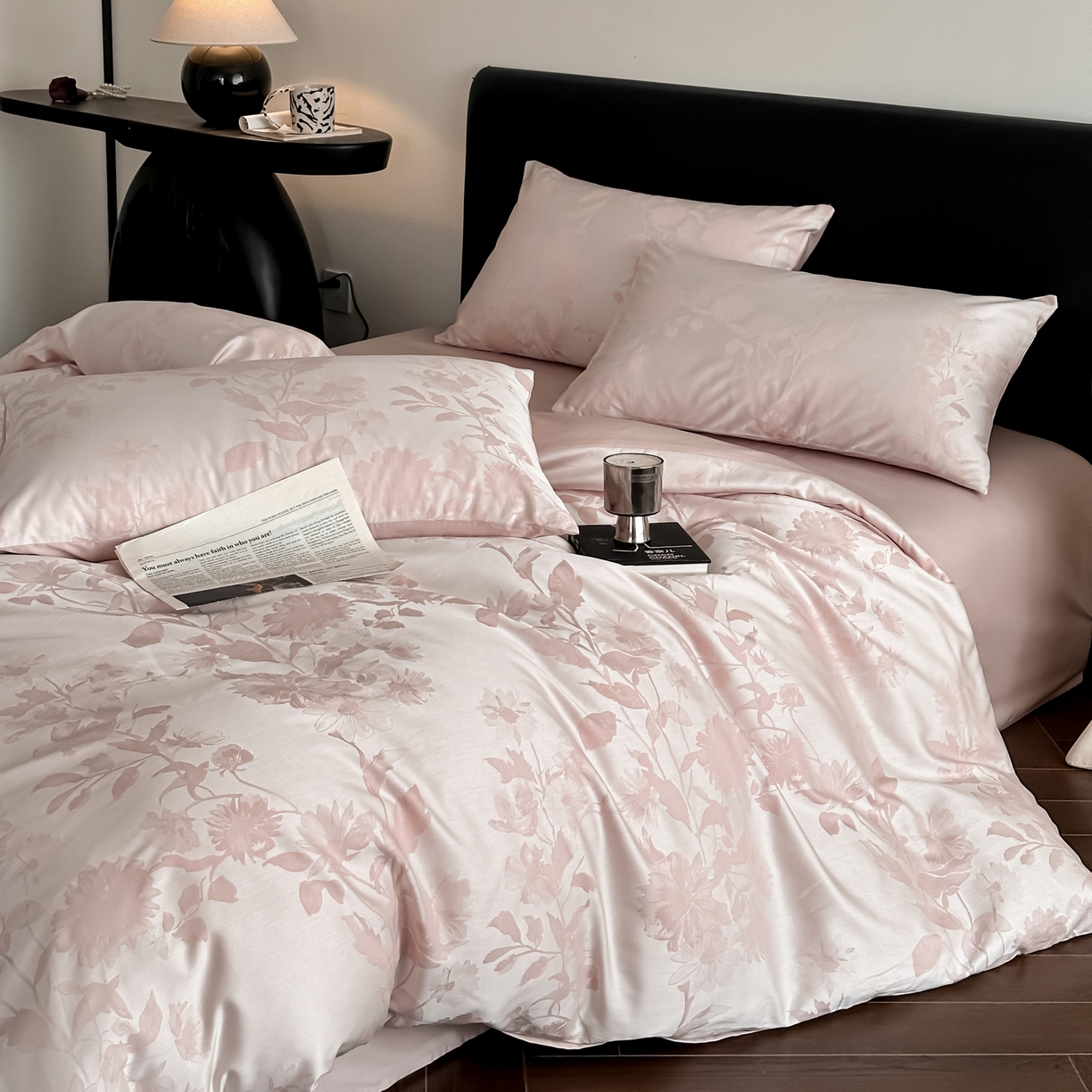 91家纺网 家纺一手货源 找家纺 莱登卡奴 2026新款A类50S天丝棉色织提花系列四件套 晚风逐梦