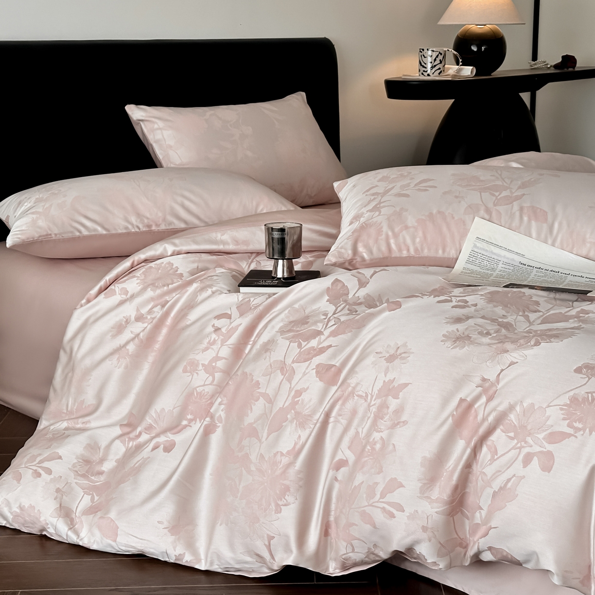 91家纺网 家纺一手货源 找家纺 莱登卡奴 2026新款A类50S天丝棉色织提花系列四件套 晚风逐梦