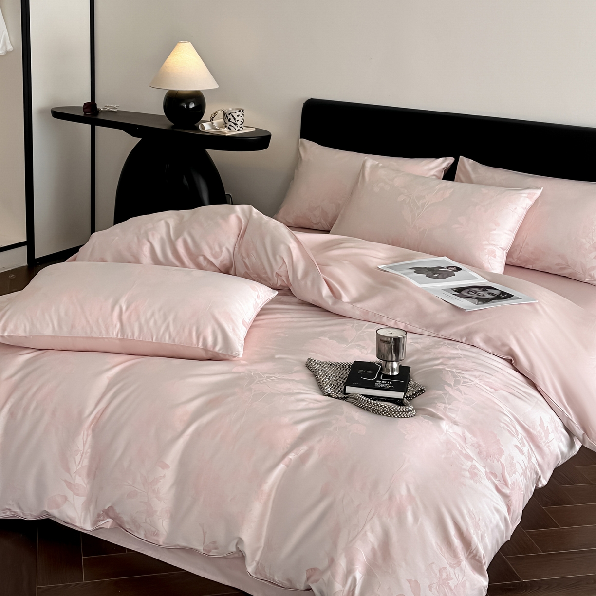 91家纺网 家纺一手货源 找家纺 莱登卡奴 2026新款A类50S天丝棉色织提花系列四件套 晚风逐梦