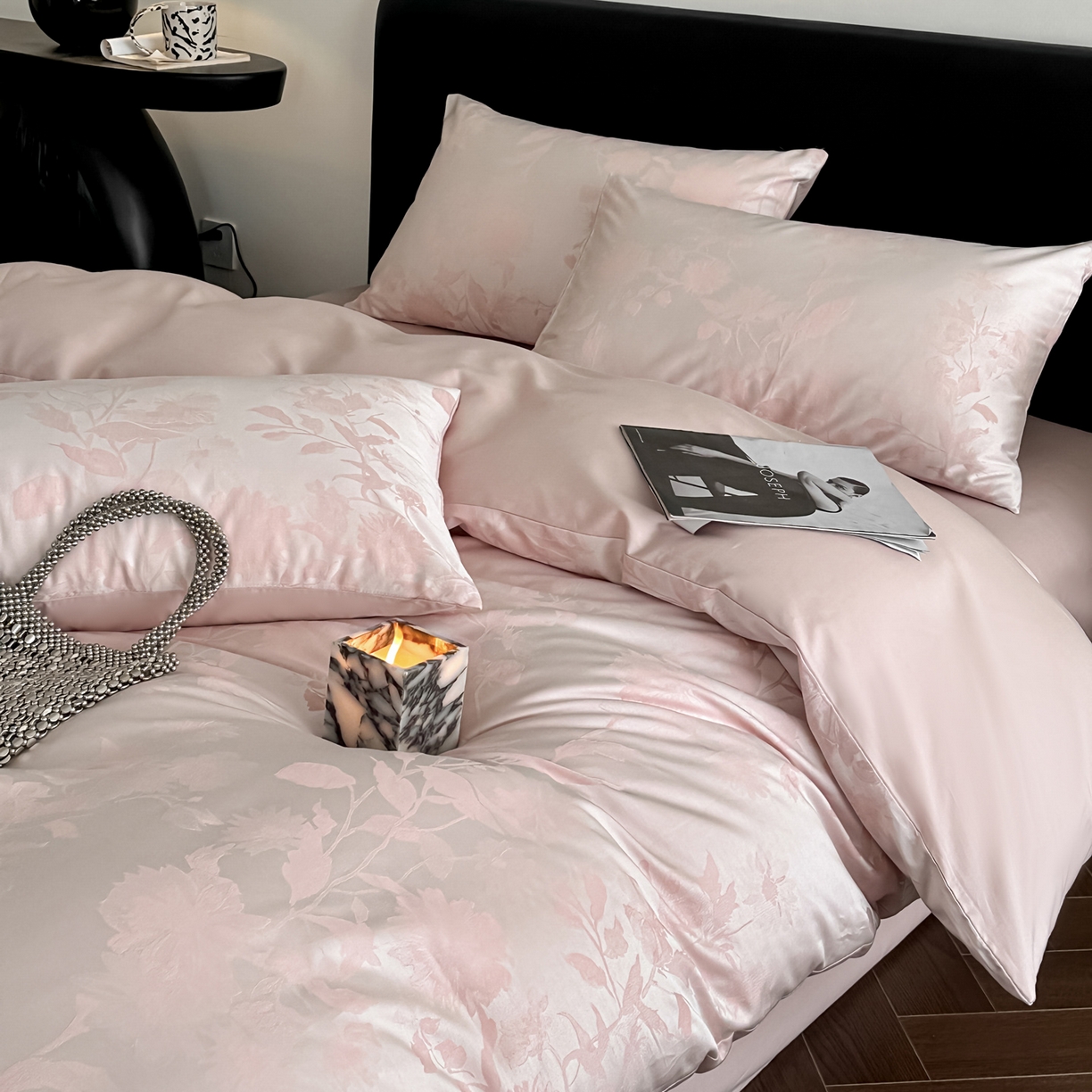 91家纺网 家纺一手货源 找家纺 莱登卡奴 2026新款A类50S天丝棉色织提花系列四件套 晚风逐梦