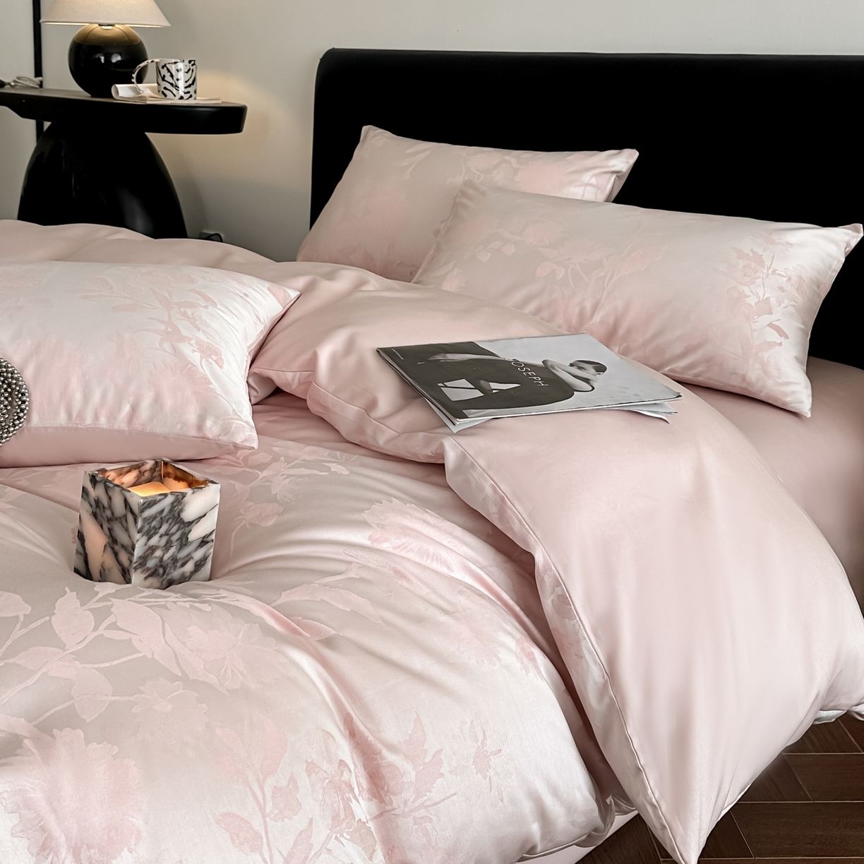 91家纺网 家纺一手货源 找家纺 莱登卡奴 2026新款A类50S天丝棉色织提花系列四件套 晚风逐梦