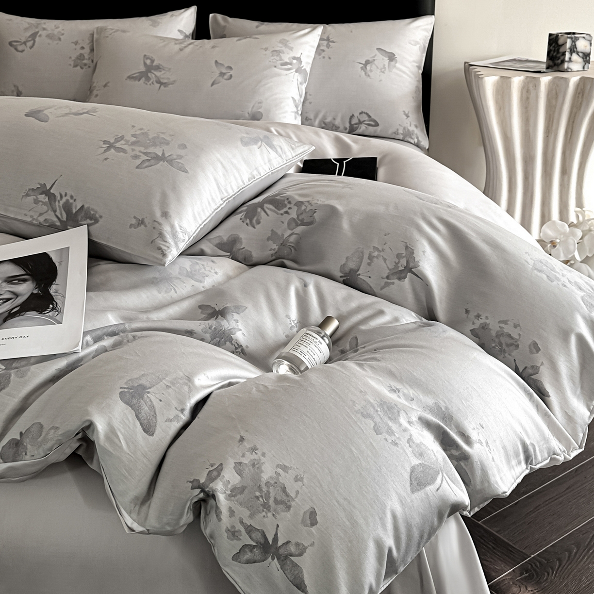 91家纺网 家纺一手货源 找家纺 莱登卡奴 2026新款A类50S天丝棉色织提花系列四件套 星辰蝶梦