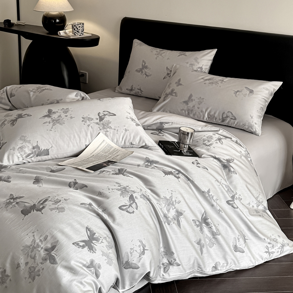 91家纺网 家纺一手货源 找家纺 莱登卡奴 2026新款A类50S天丝棉色织提花系列四件套 星辰蝶梦