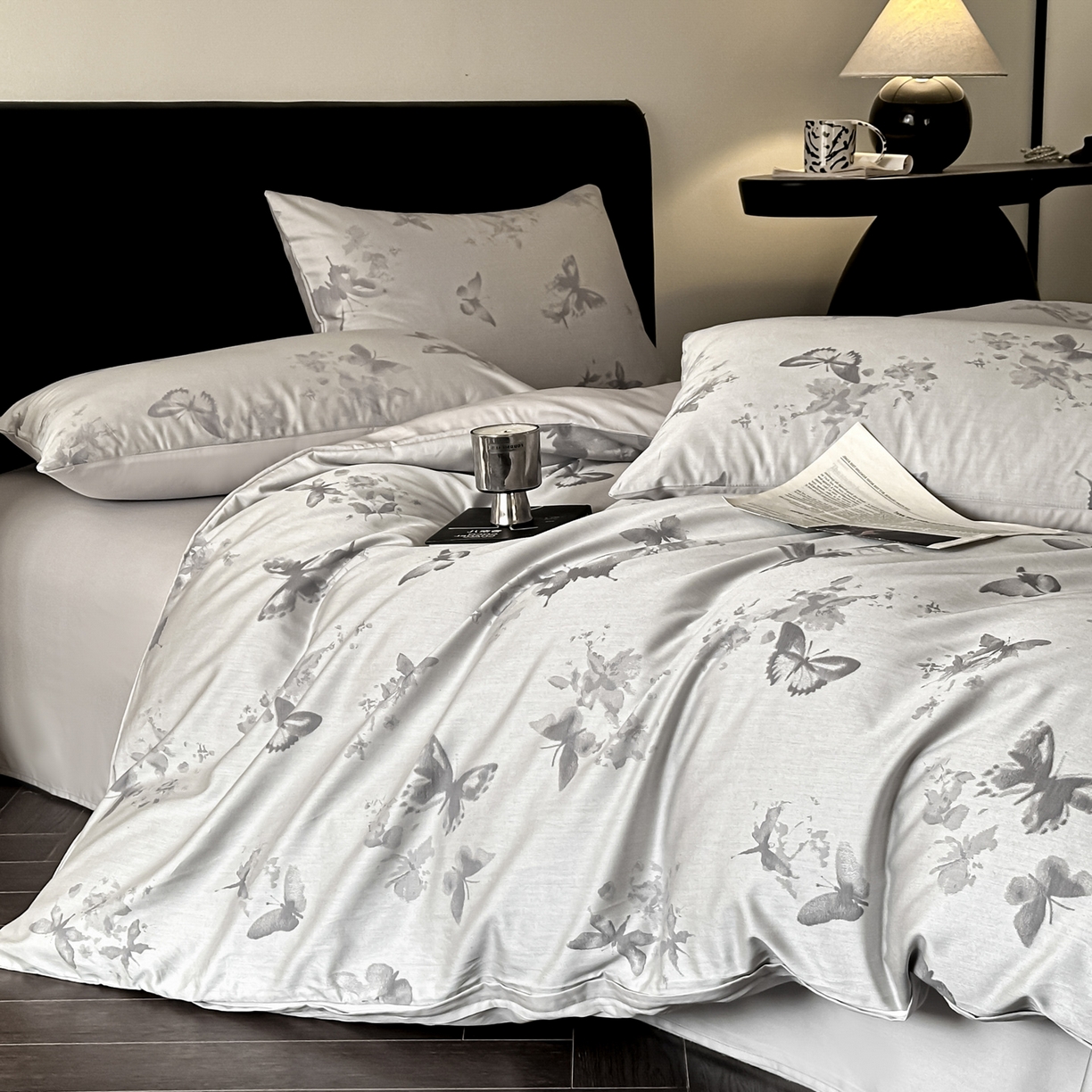 91家纺网 家纺一手货源 找家纺 莱登卡奴 2026新款A类50S天丝棉色织提花系列四件套 星辰蝶梦