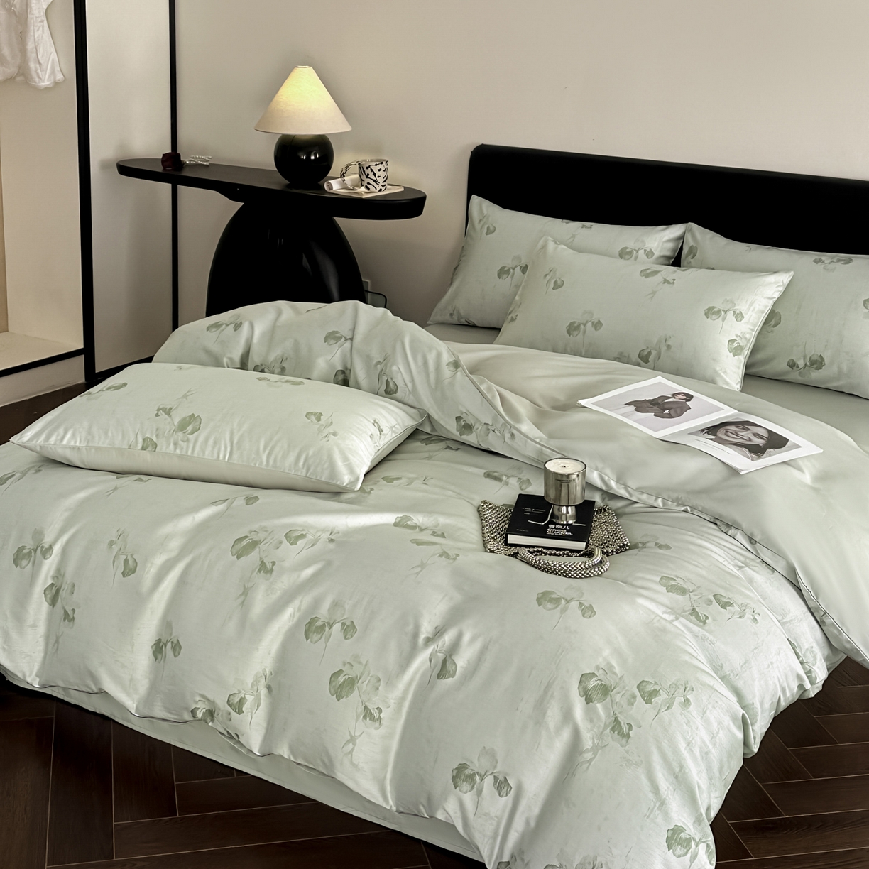 91家纺网 家纺一手货源 找家纺 莱登卡奴 2026新款A类50S天丝棉色织提花系列四件套 伊芙琳