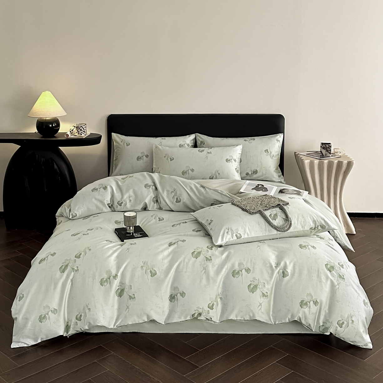 91家纺网 家纺一手货源 找家纺 莱登卡奴 2026新款A类50S天丝棉色织提花系列四件套 伊芙琳